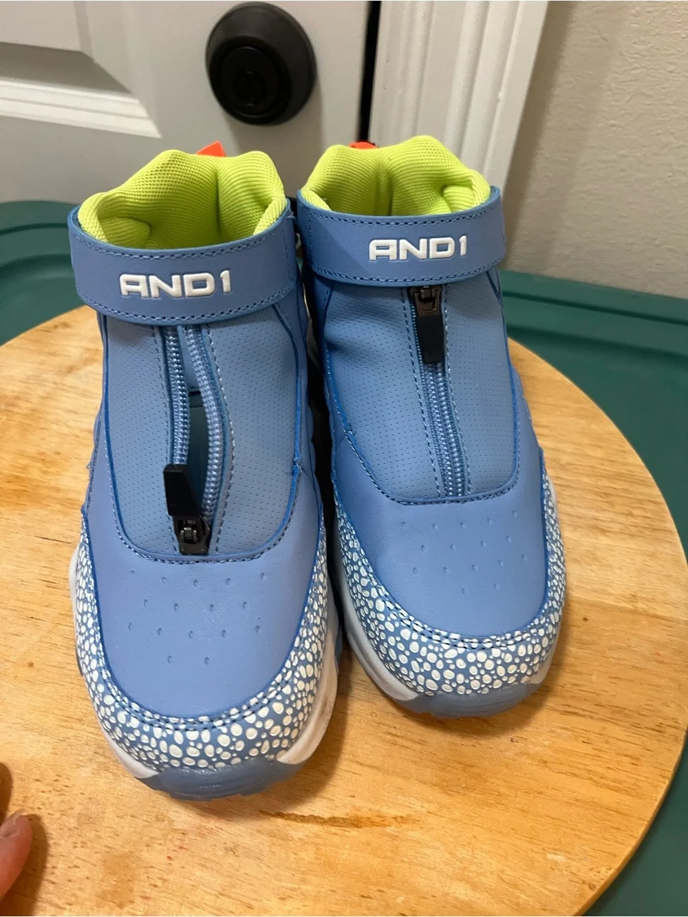 And1 Kids Light Blue Sneakers with Neon Yellow and Orange Accents